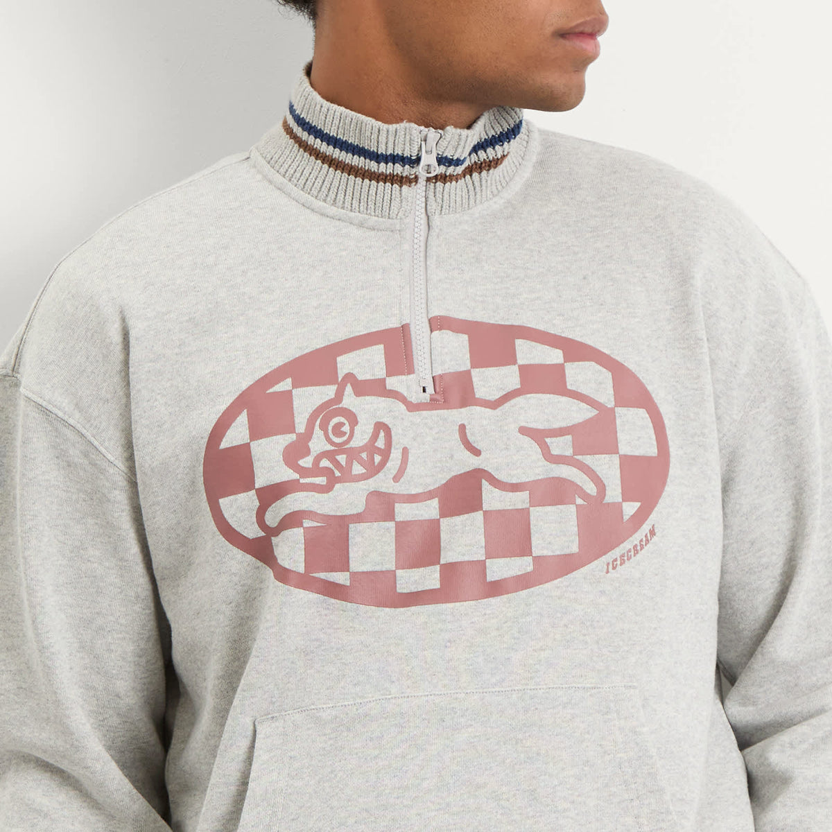 ICECREAM Checker Running Dog Quarter Zip Sweatshirt