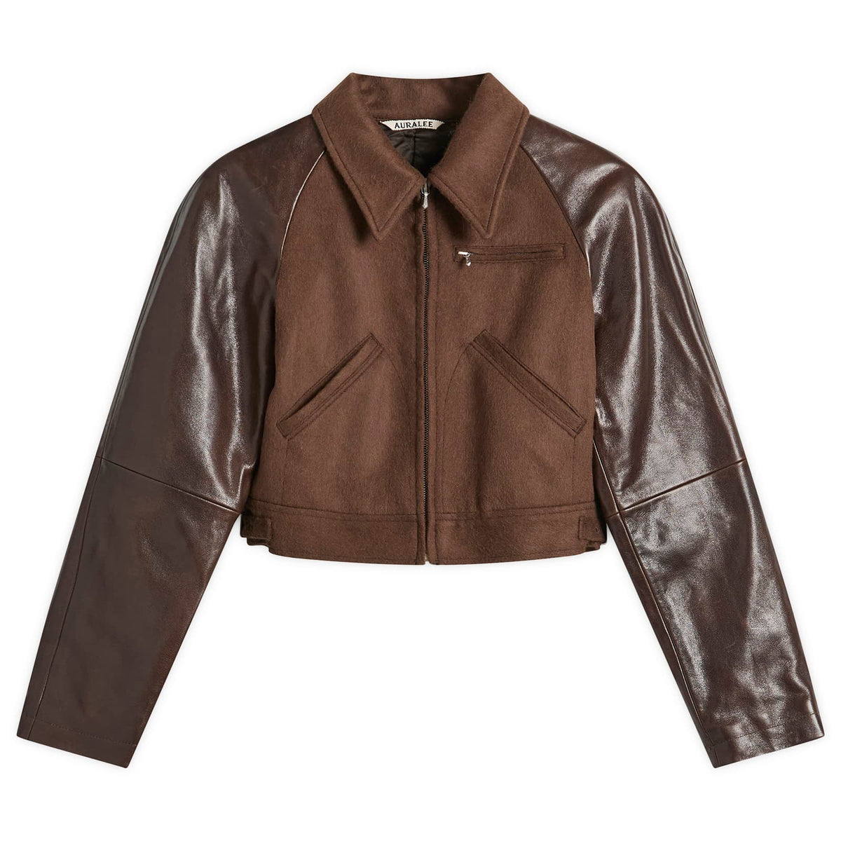 Auralee Flannel Crop Zip Jacket