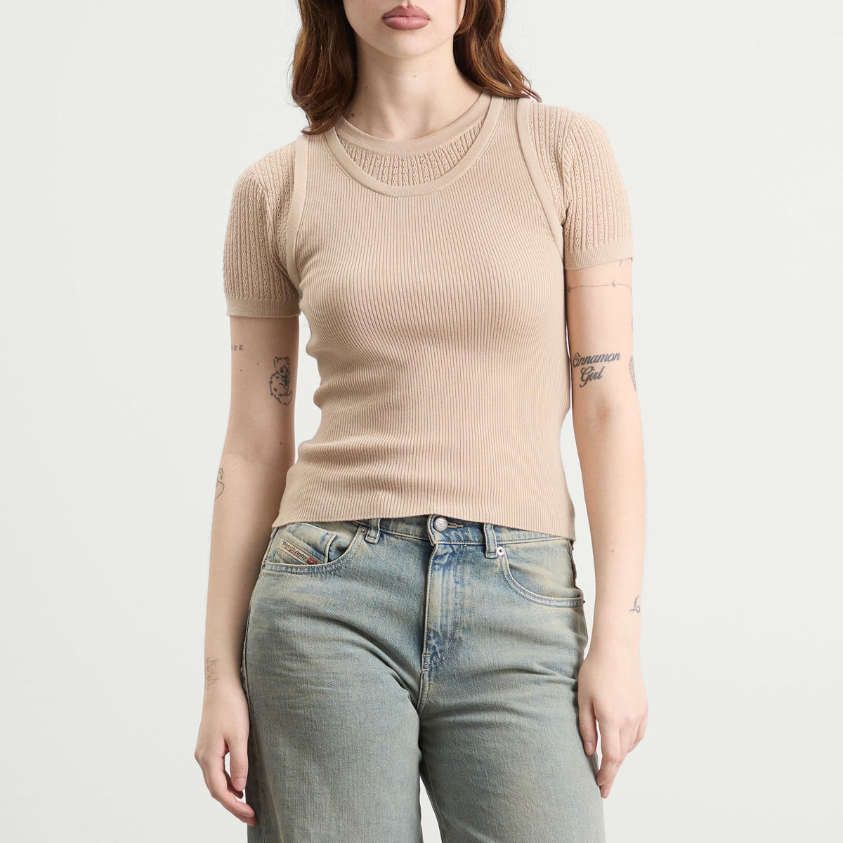 Acne Studios Kred Thin Ribs Layered T-Shirt