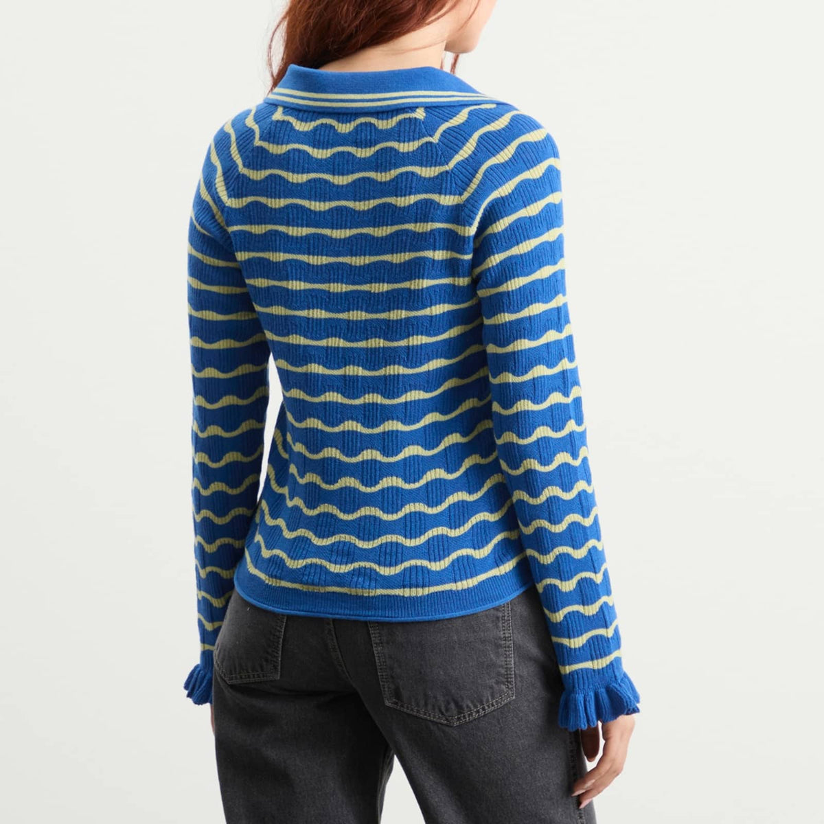Damson Madder Silvia Cotton Merino Blend Polo Jumper
