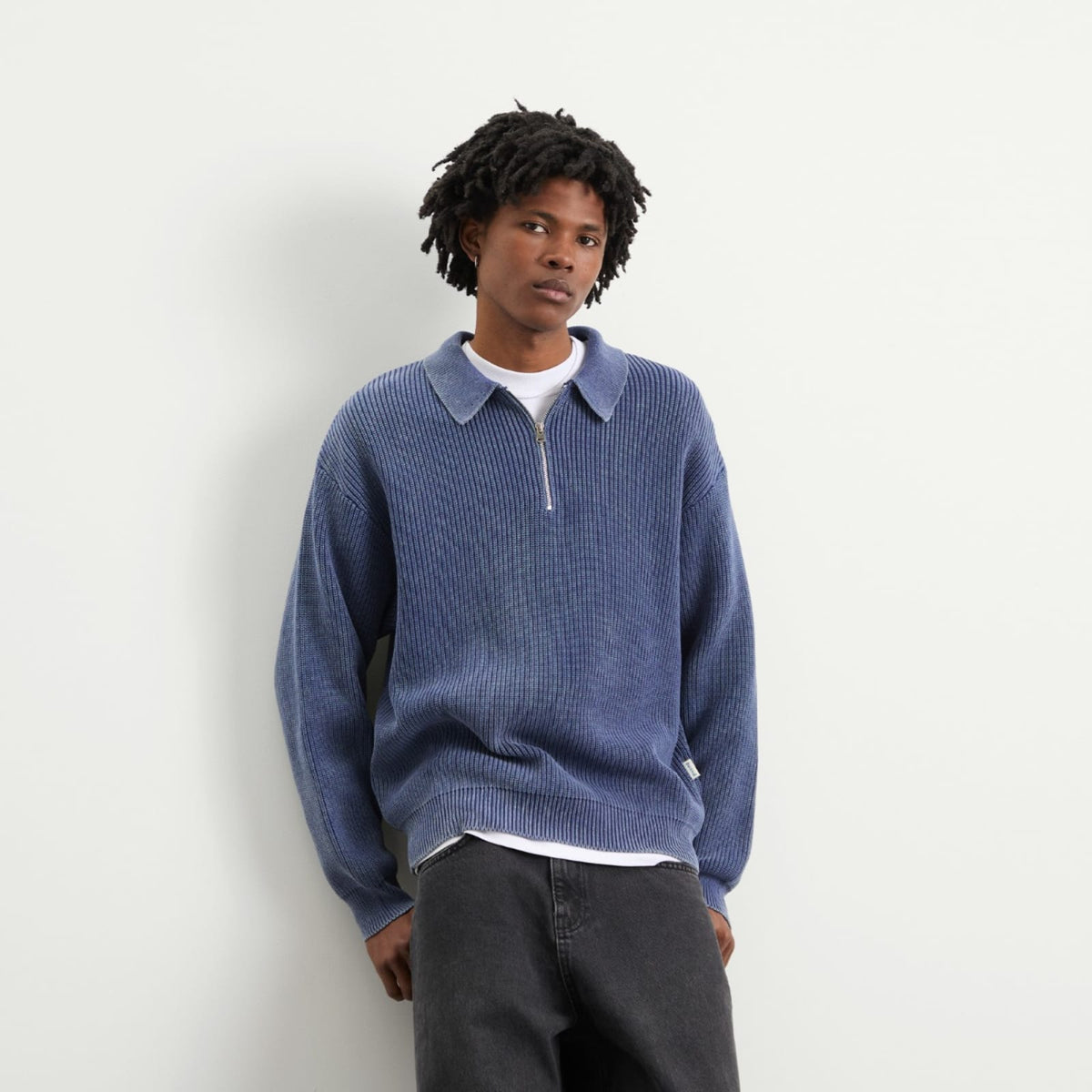Bound Acid Wash Half Zip Pullover
