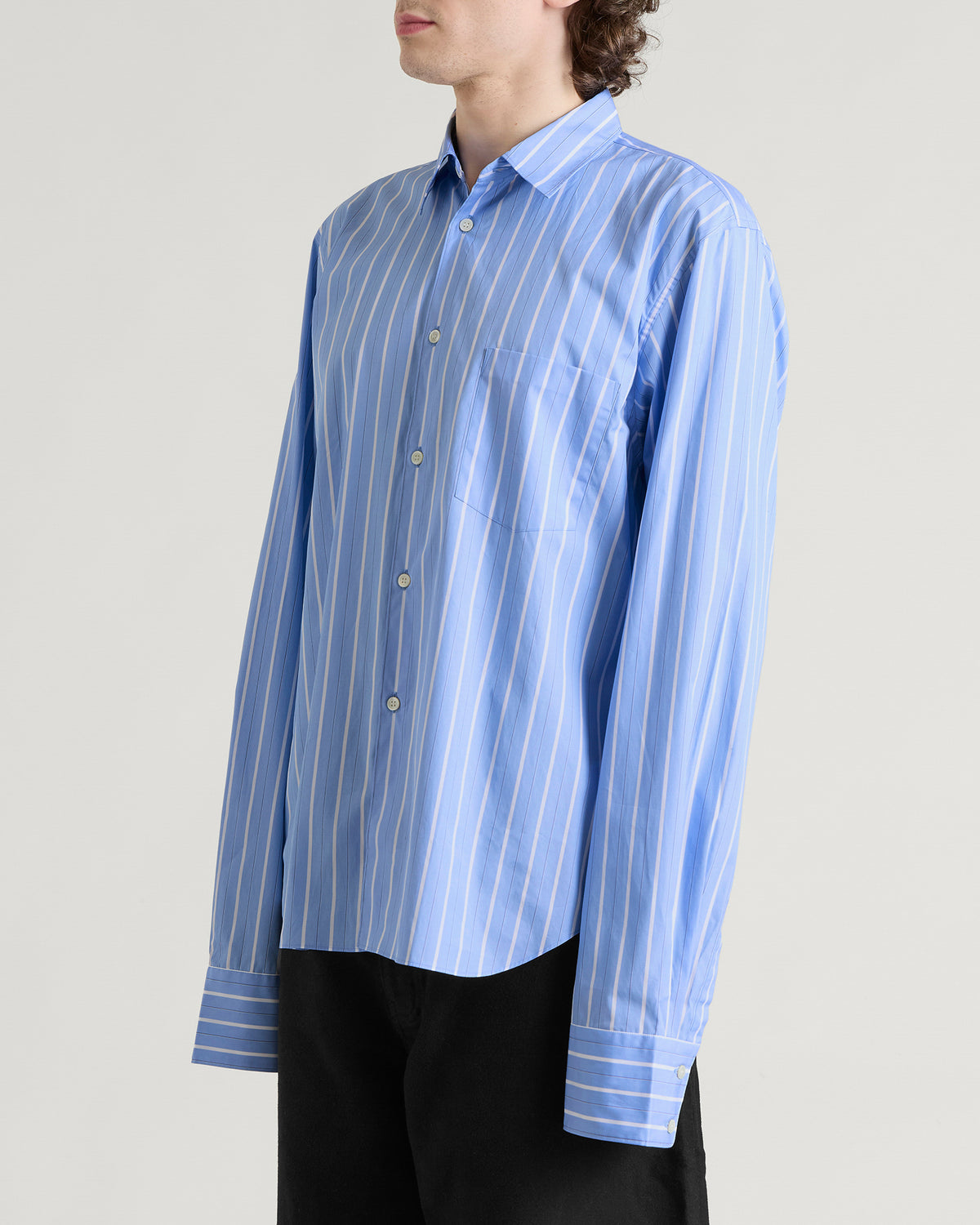 Comme des Garçons Homme Plus Stripe Shirt with Lace inlay