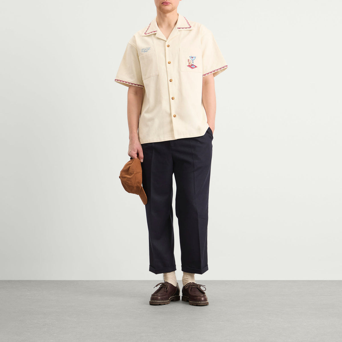 Drôle de Monsieur Cotton Cocktail Open Collar Shirt
