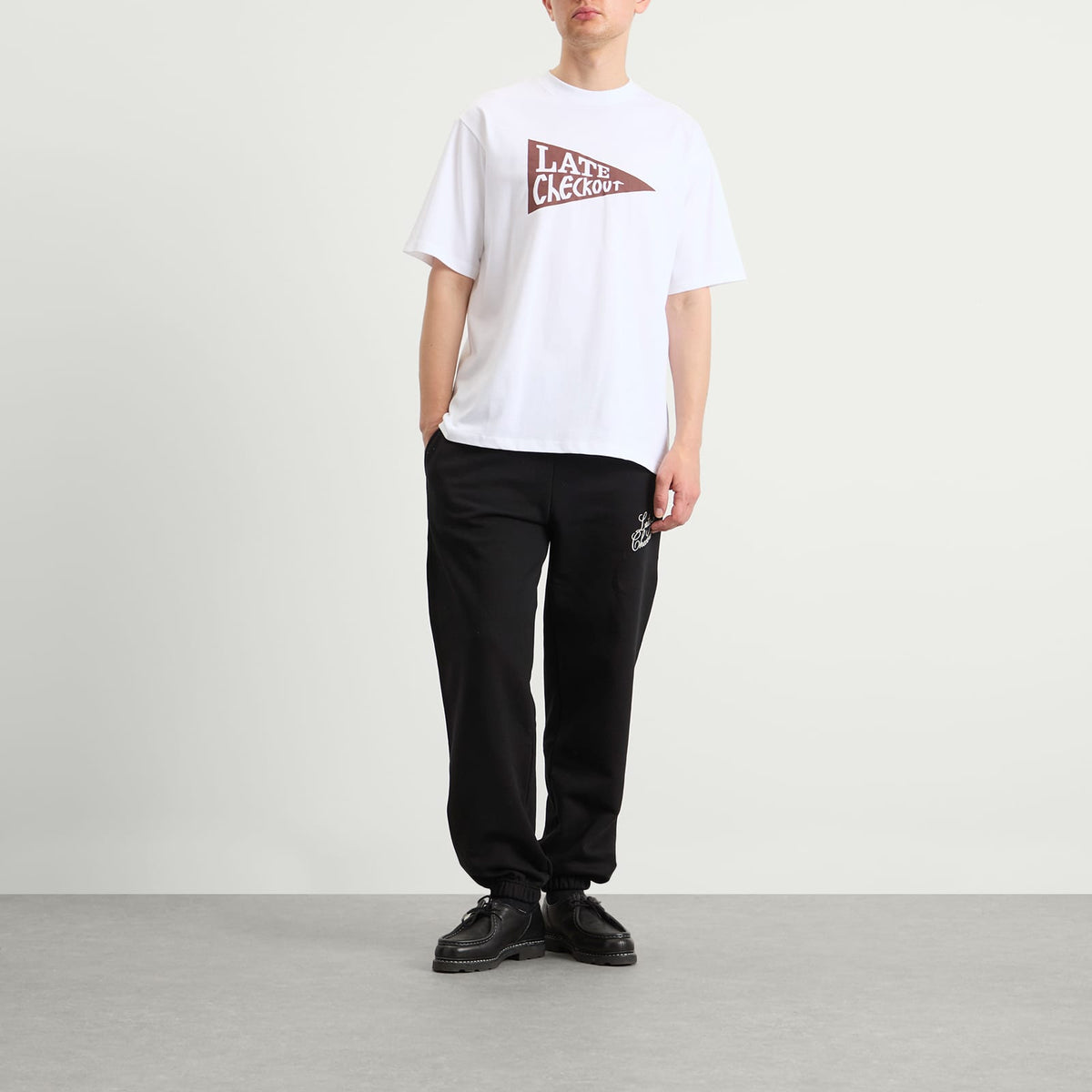 Late Checkout White Burgundy Flag Tee