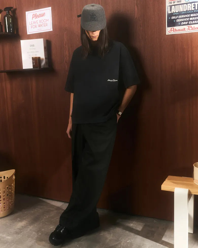 Man wearing about:blank clothing