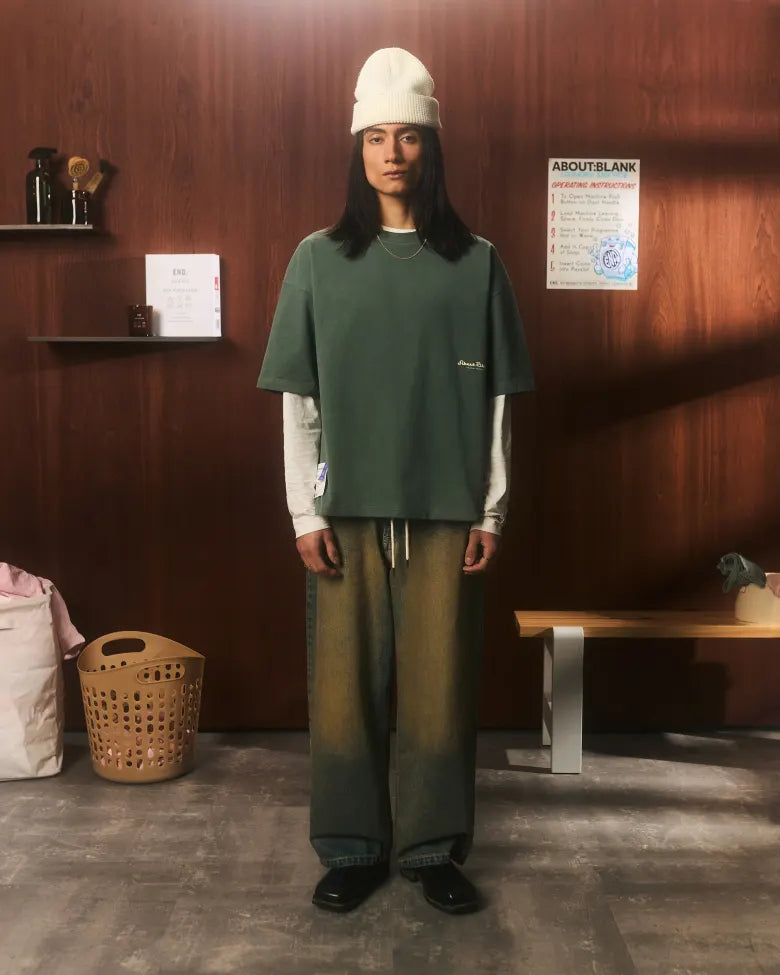 Man wearing about:blank clothing