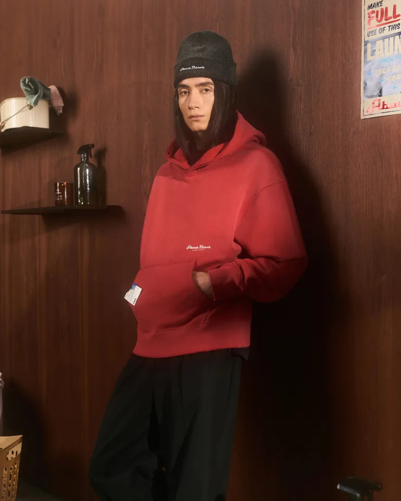 Man wearing about:blank clothing