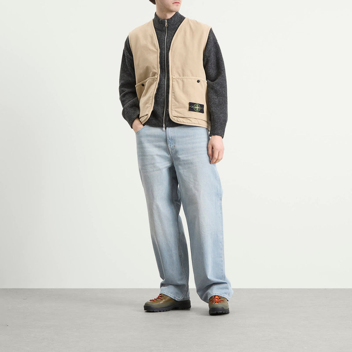 Stone Island Panama Cotton Old Effect PrimaLoft Vest