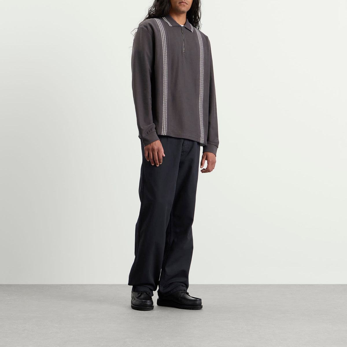 Palmes Panel Longsleeve Zip Polo