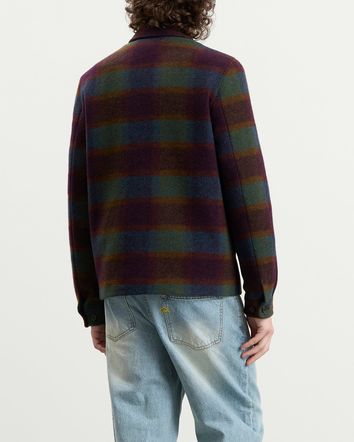 Les Deux Check Wool Zipper Coach Jacket