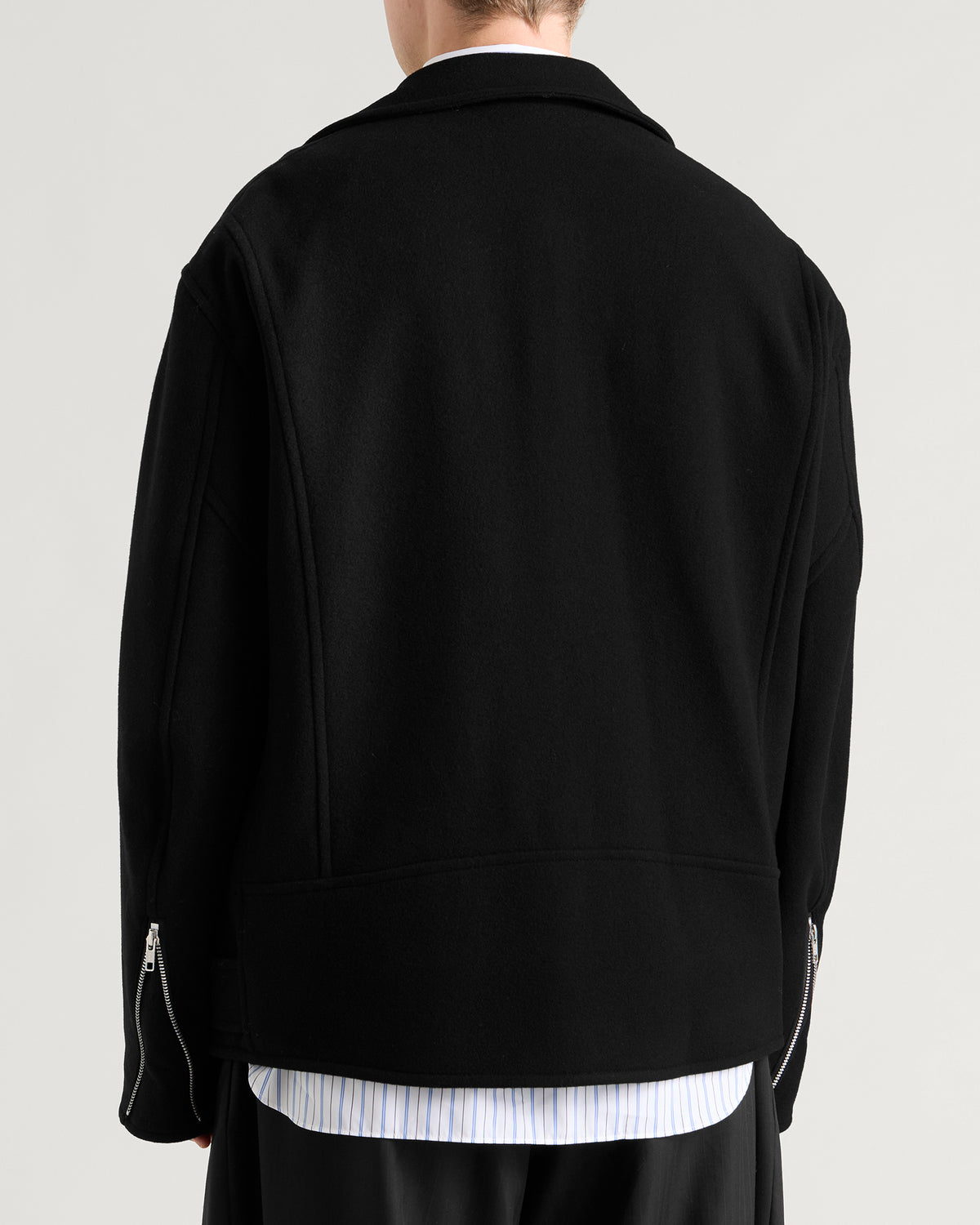 Comme des Garçons Black Wool Gabardine Biker Jacket