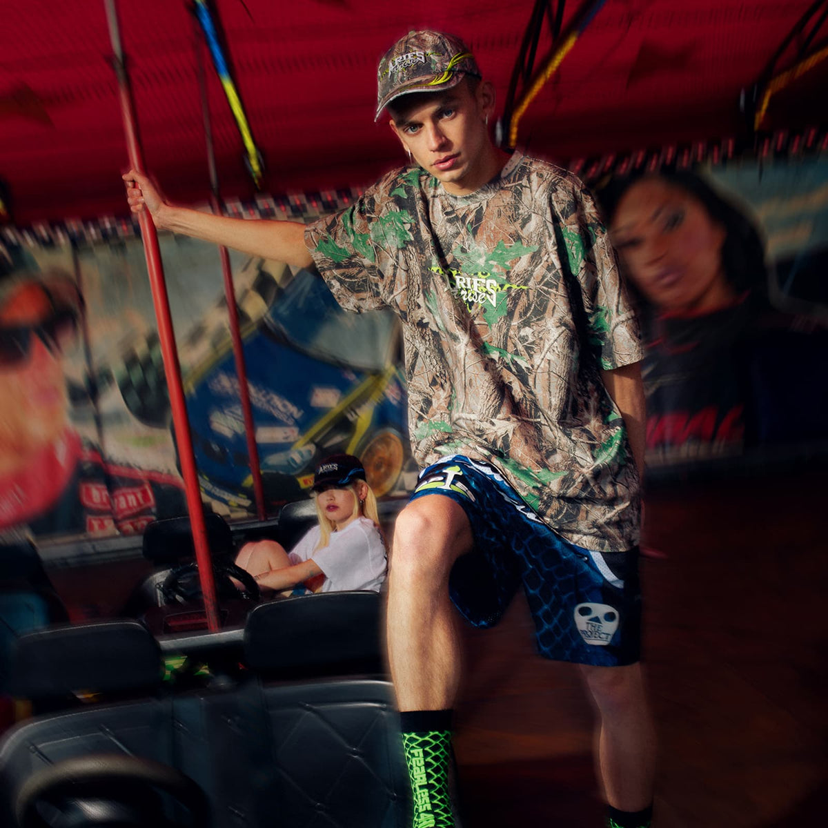 END. x Aries Moto Dodgem Airtex Short