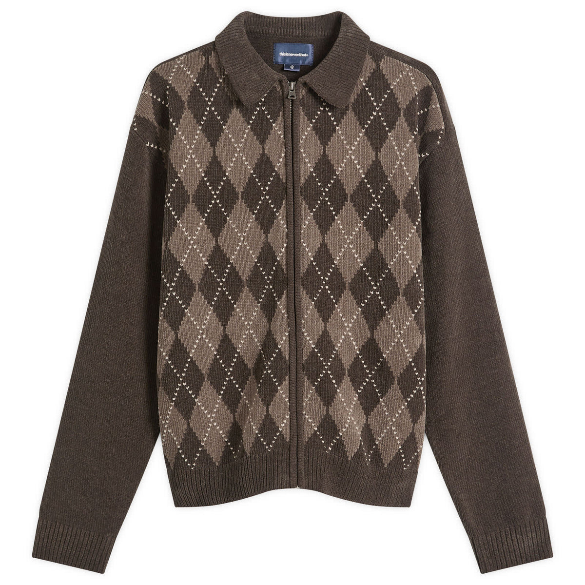 thisisneverthat Argyle Zip Knit Cardigan