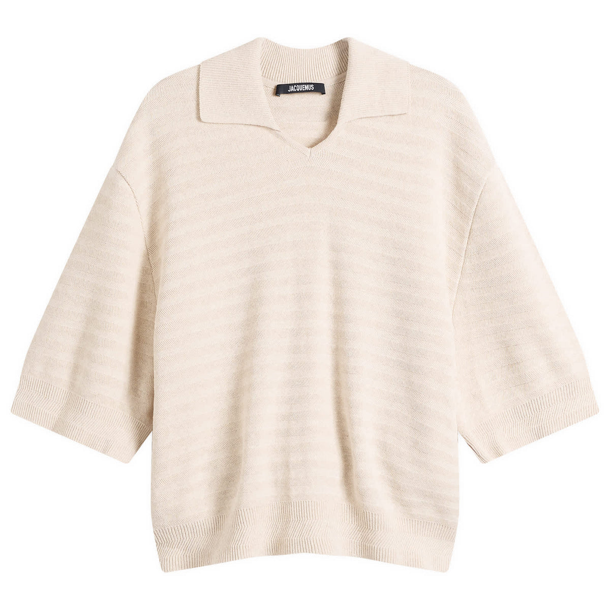 Jacquemus Chevron Cotton Silk Knit Polo Shirt