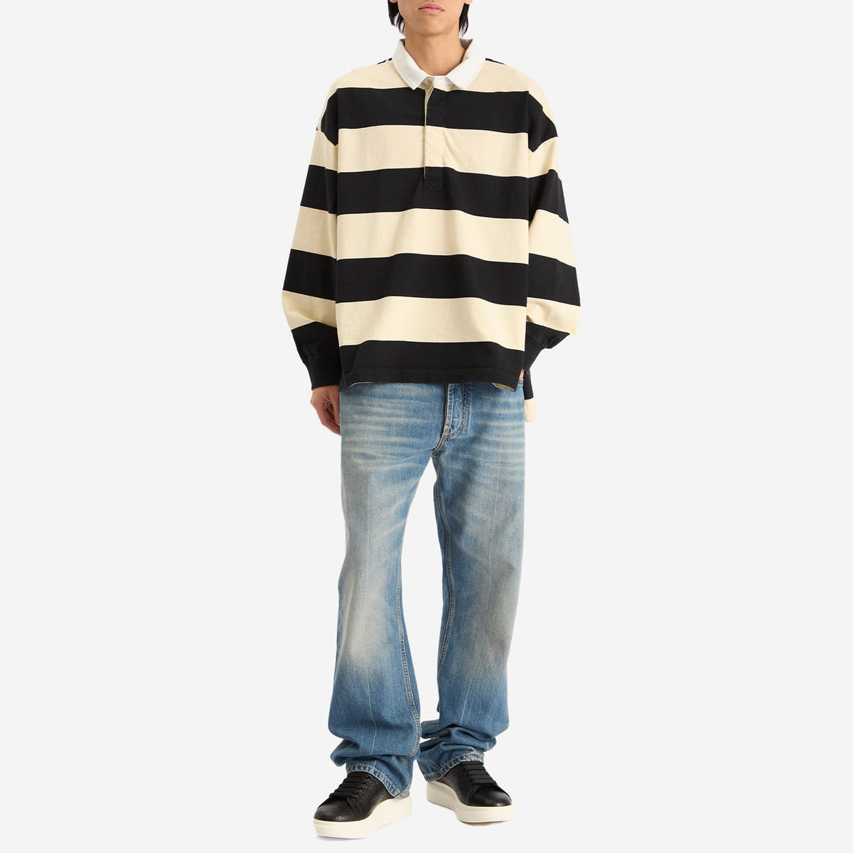 Alexander McQueen Oversized Striped Rugby Shirt