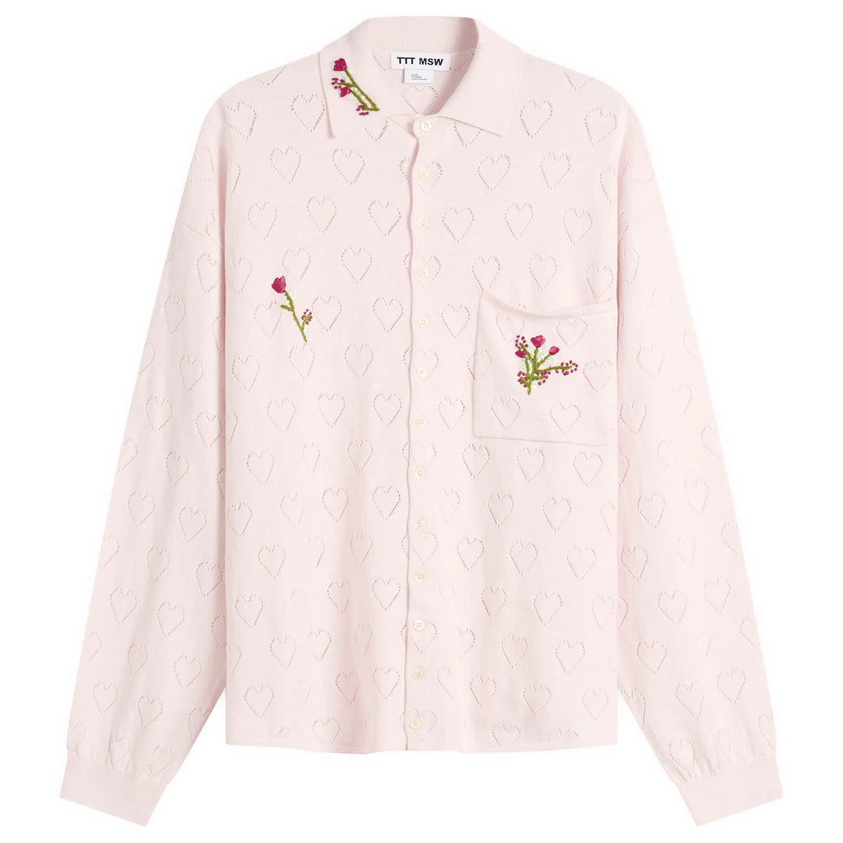 TTT MSW Flower Embroidery Knit Shirt