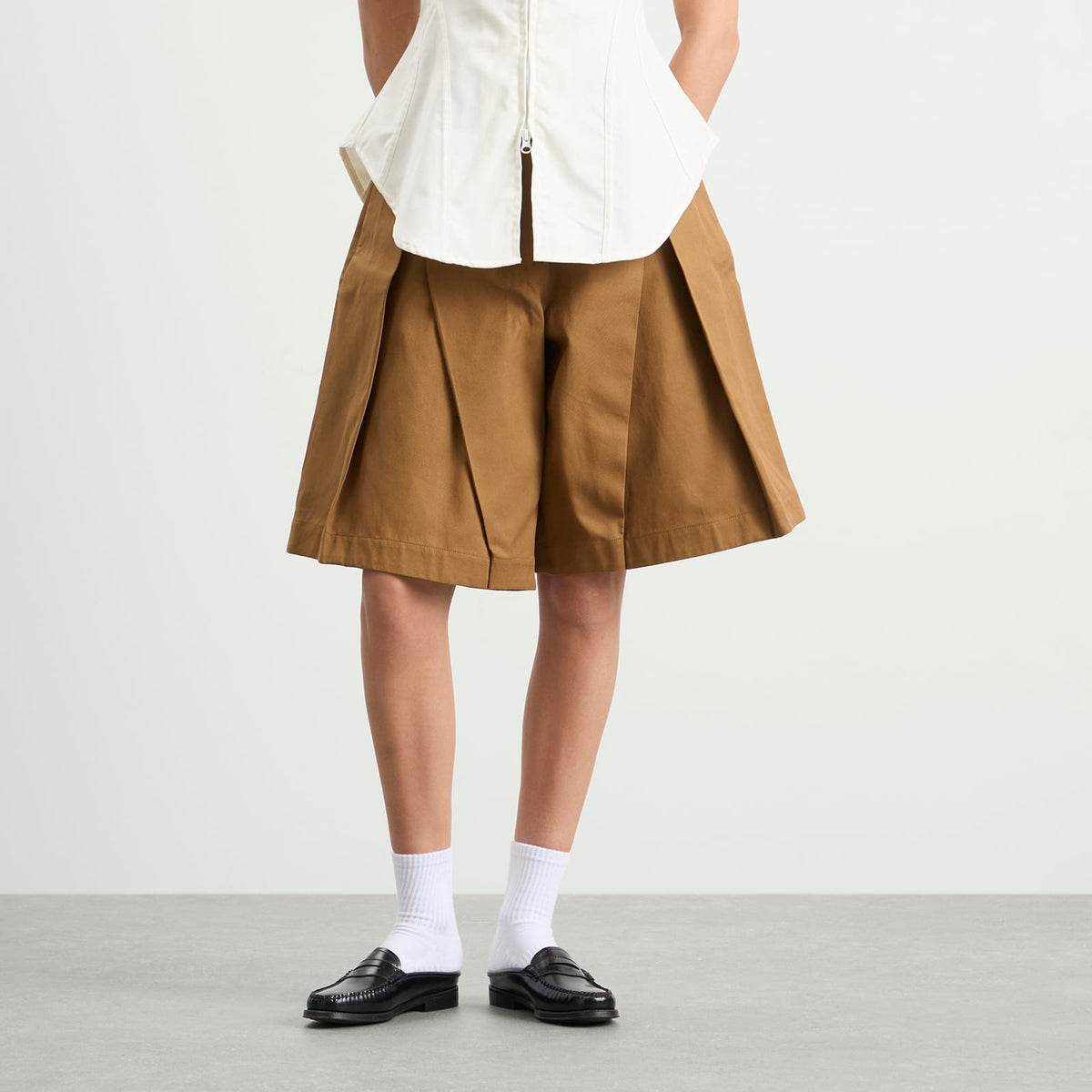 Tolu Coker Twill Pleated Shorts