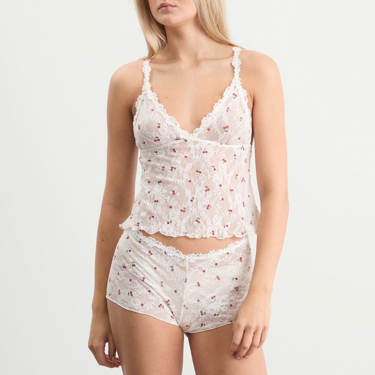 SKIMS Stretch Lace Triangle Cami & Short Set