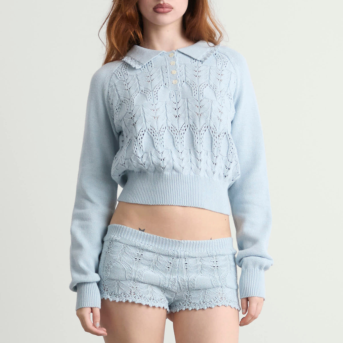 My Mum Made It Buttoned Lace Knit Pullover