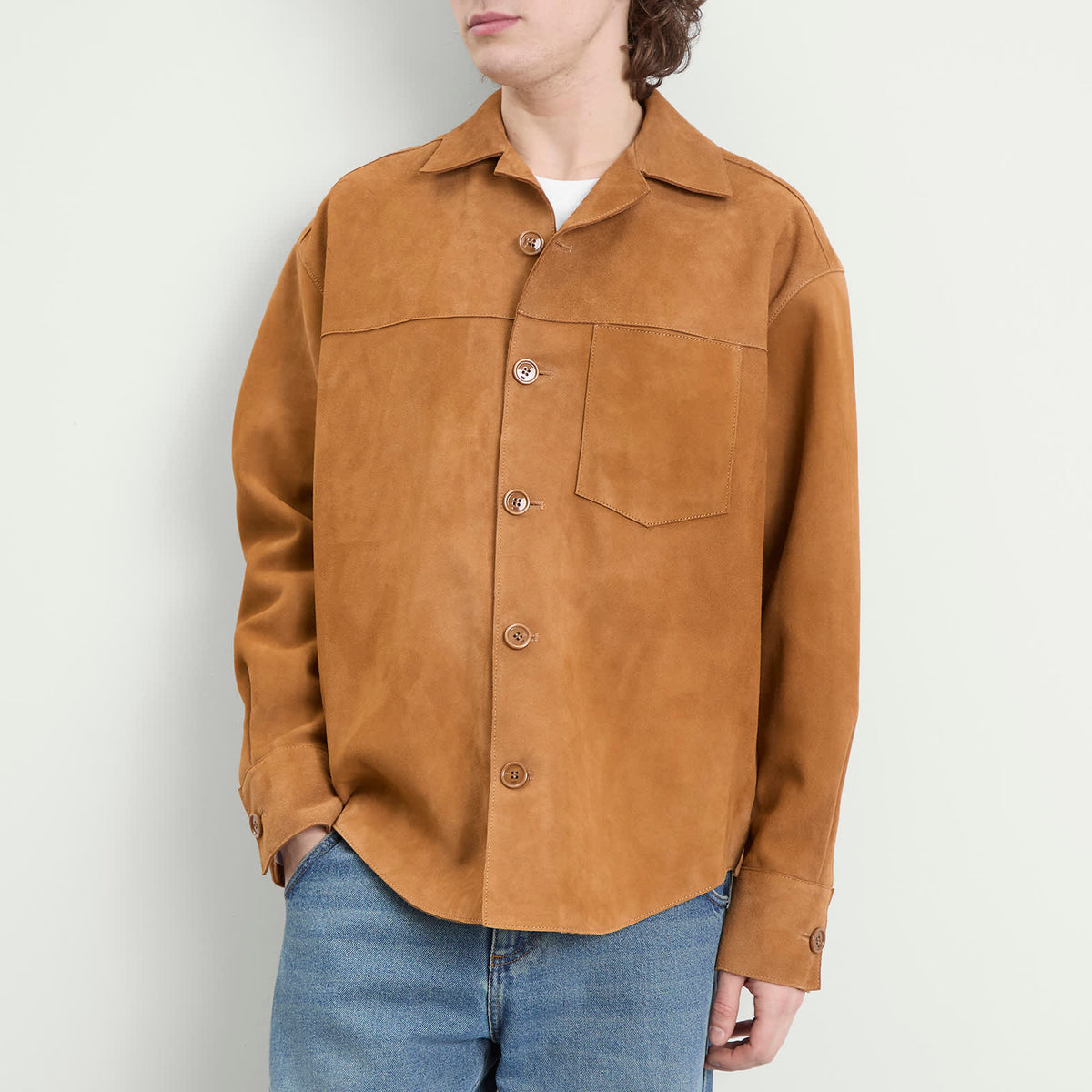 AMI Paris Suede Buttoned Overshirt
