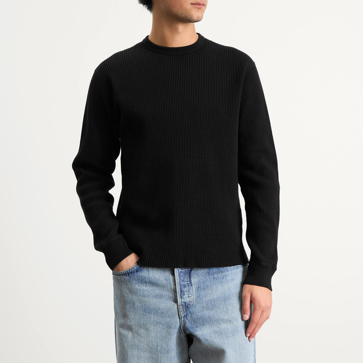 BEAMS Waffle Crew Neck Sweatshirt