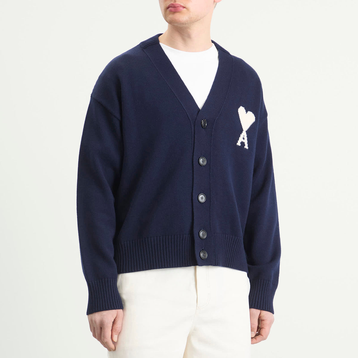 AMI Paris Cardigan With Contrasted Ami De Coeur