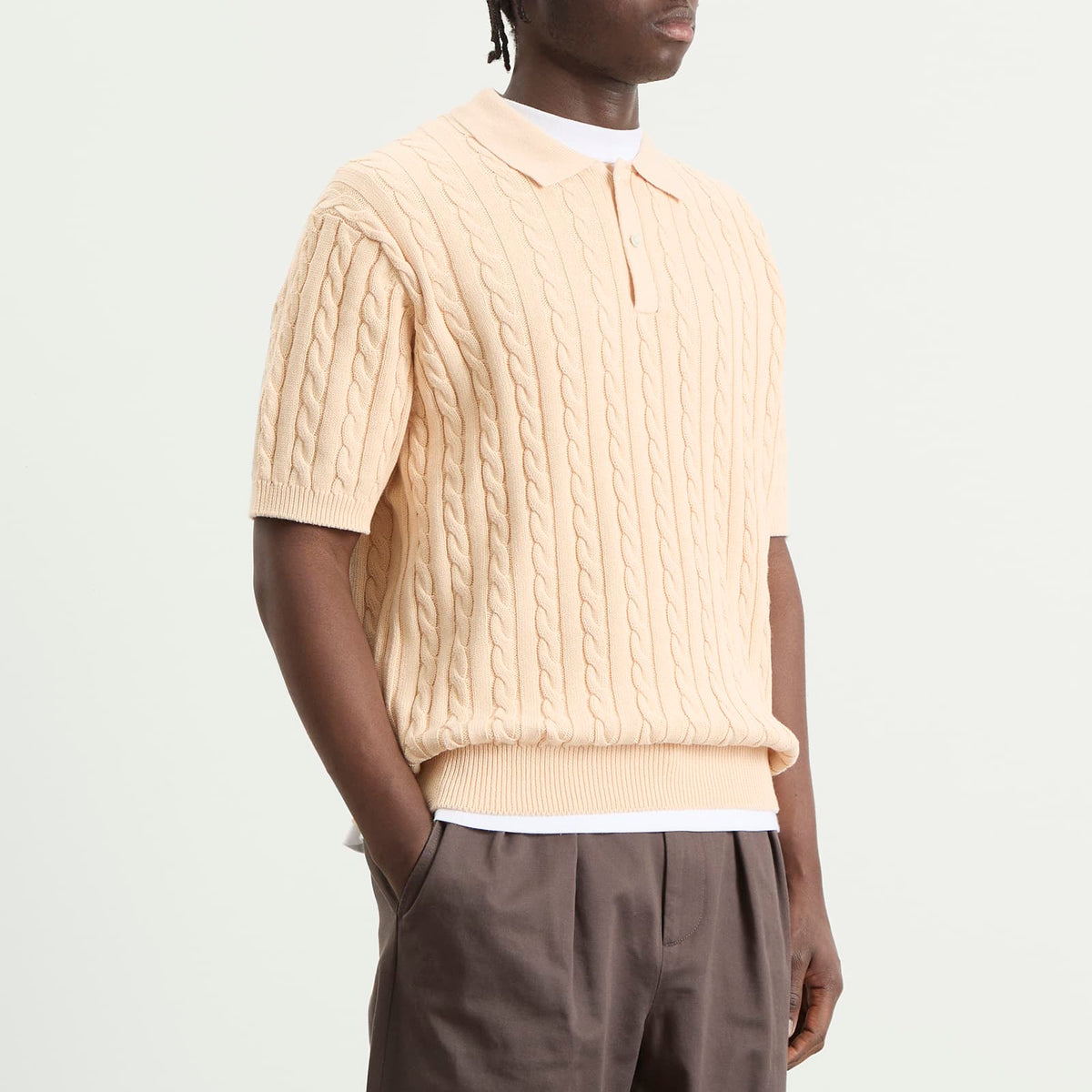Beams Plus Cable Knit Polo
