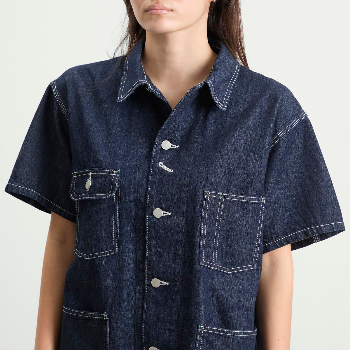 Beams Boy Denim Short Sleeve top