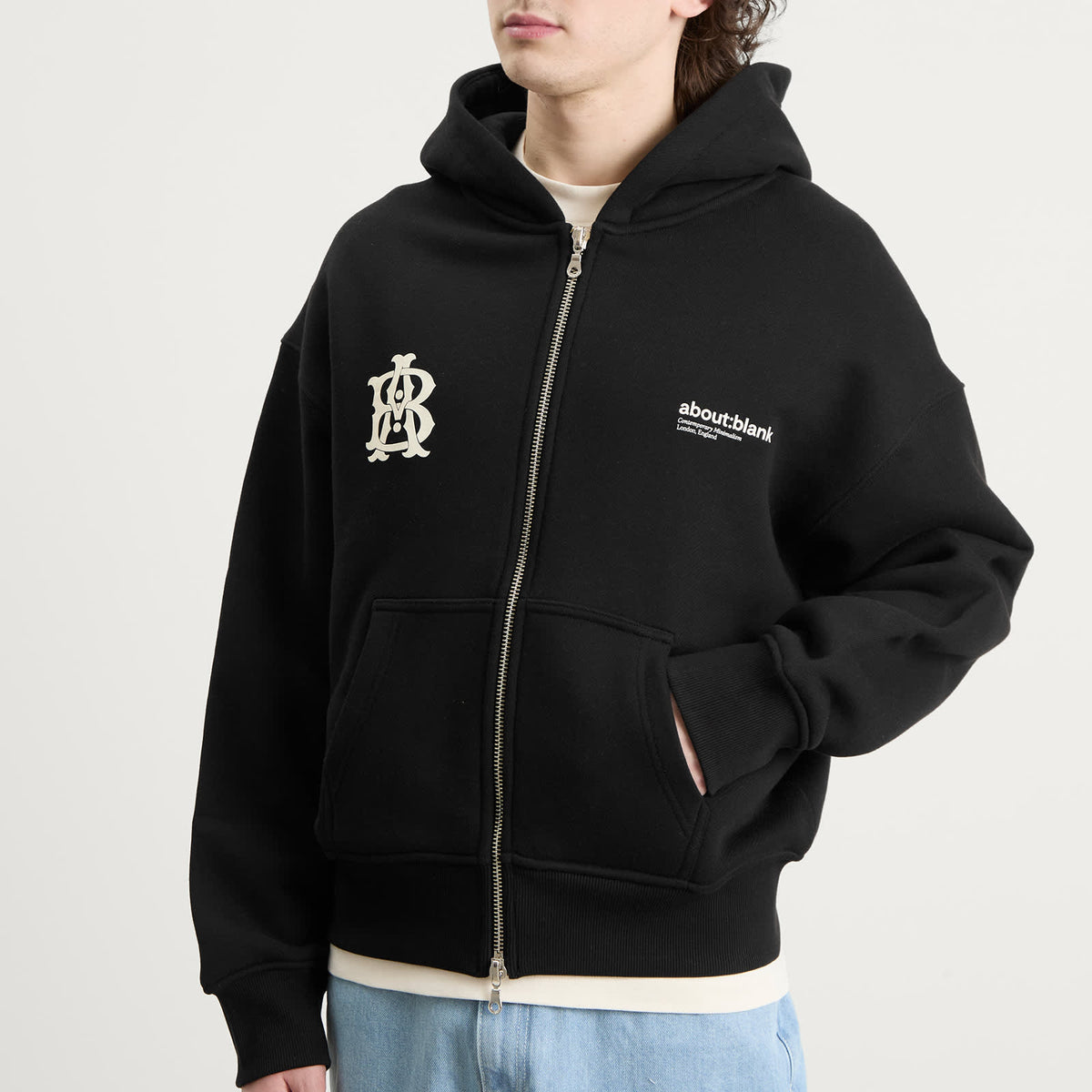 about:blank Dual Logo Zip Hoodie