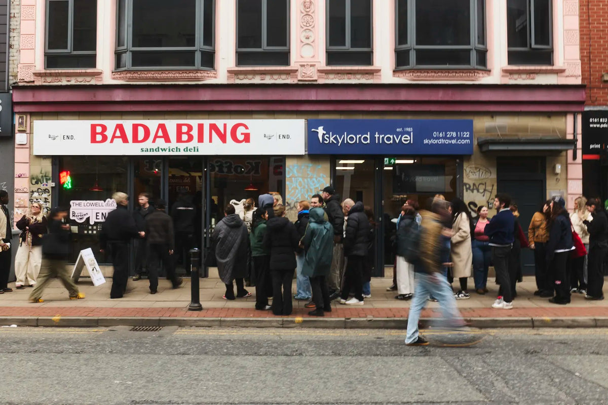 Queue outside badabing sandwich shop