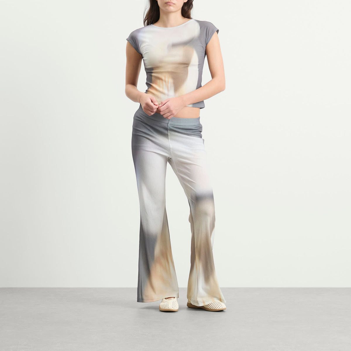 Kijun Sheer Print Flared Pants