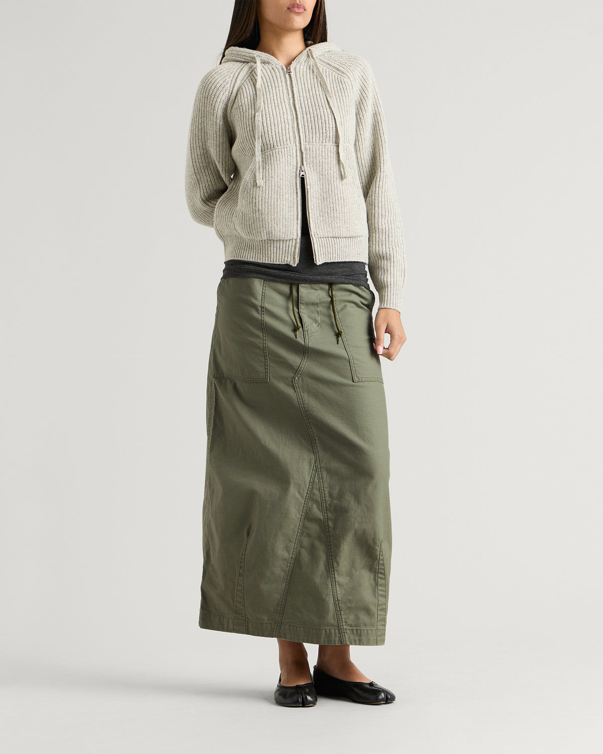 Needles String Fatigue Midi Skirt