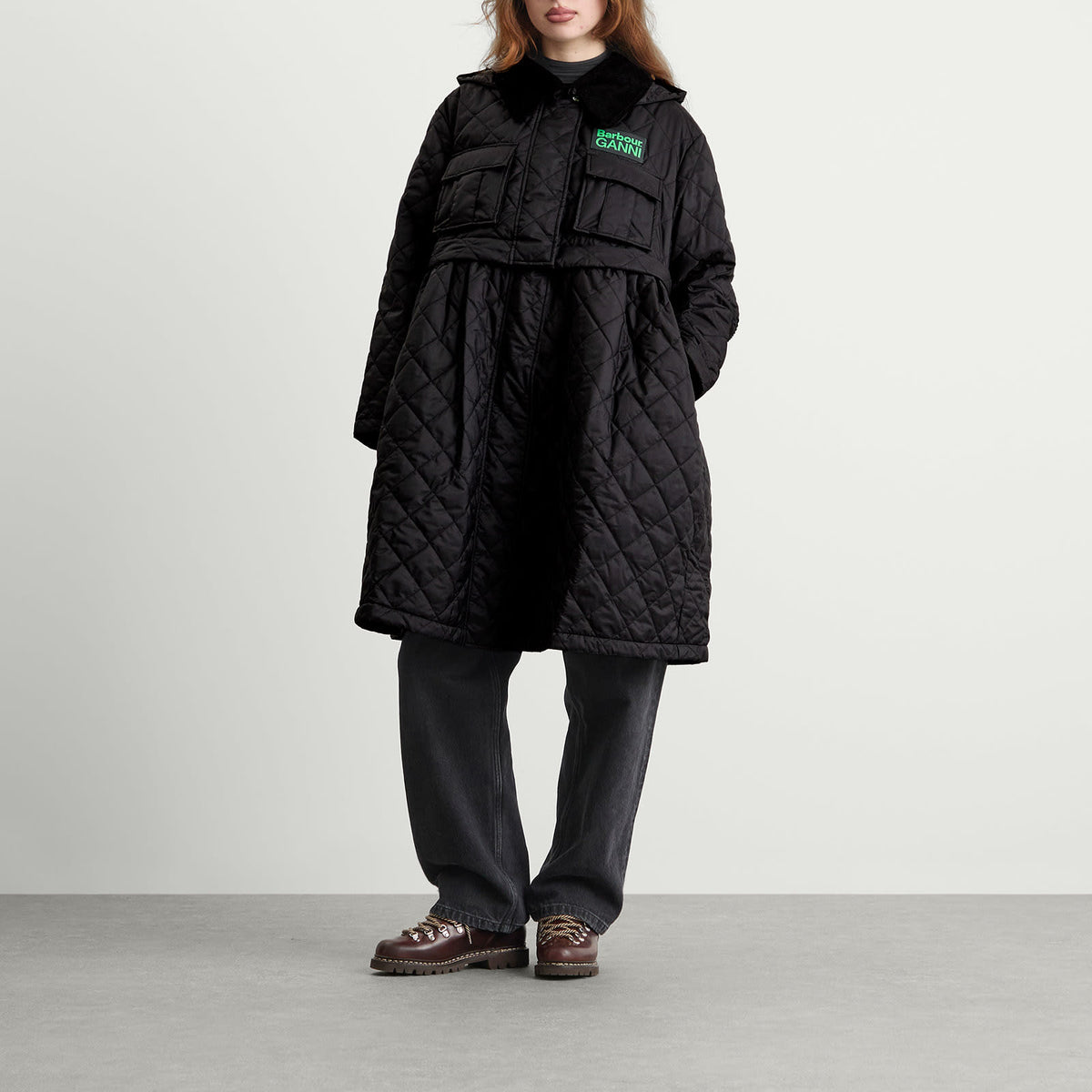 Barbour x GANNI Peplum Zip Off Quilted Jacket