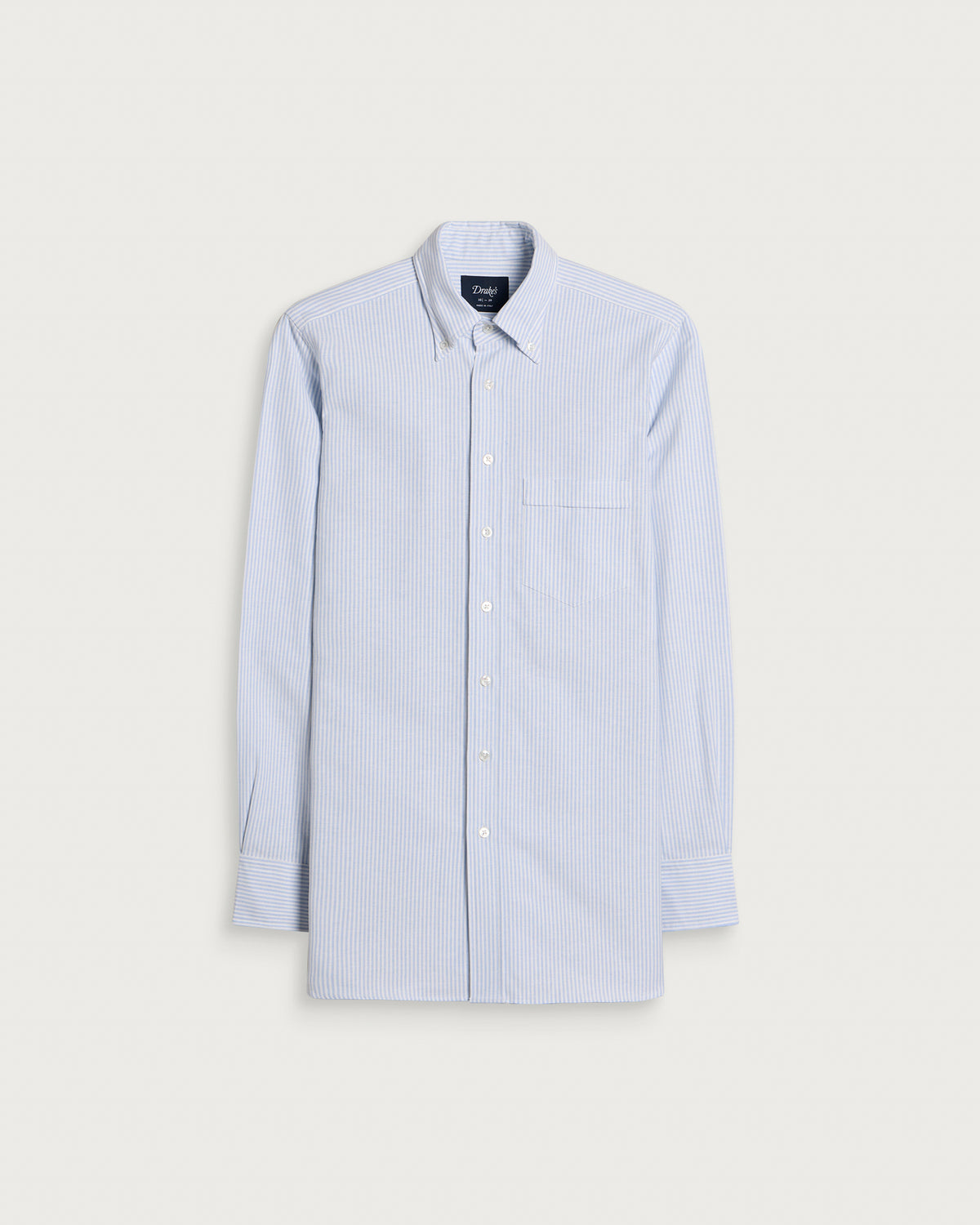 Drake's Ticking Stripe Button Down Oxford Shirt