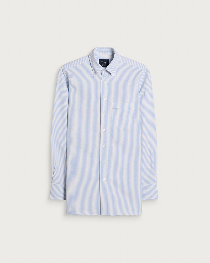 Drake's Ticking Stripe Button Down Oxford Shirt