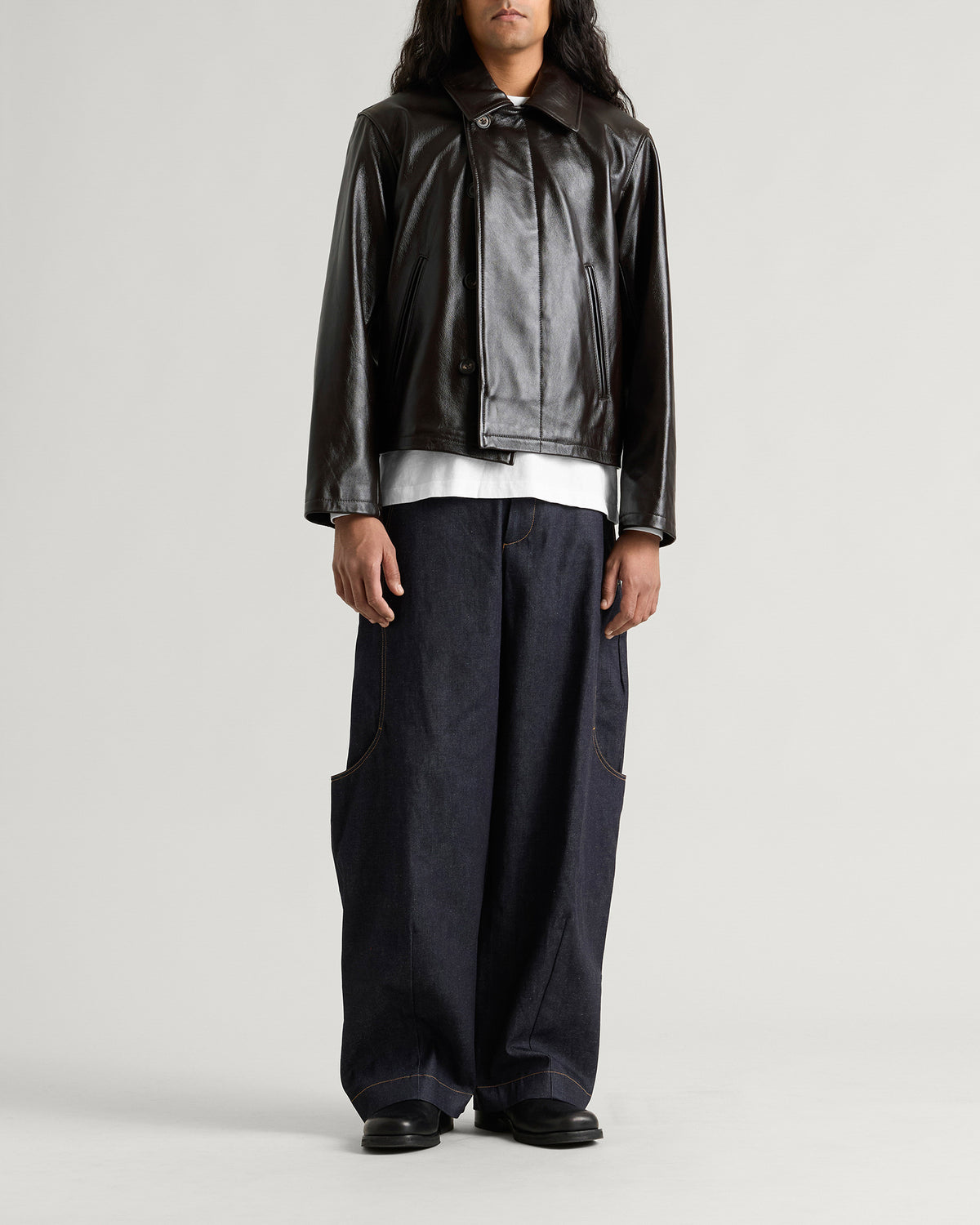Sage Nation Fold Leather Blouson