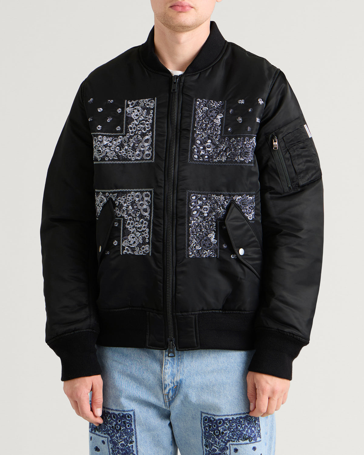 NOMARHYTHM TEXTILE Bandana Embroidery Flight Jacket
