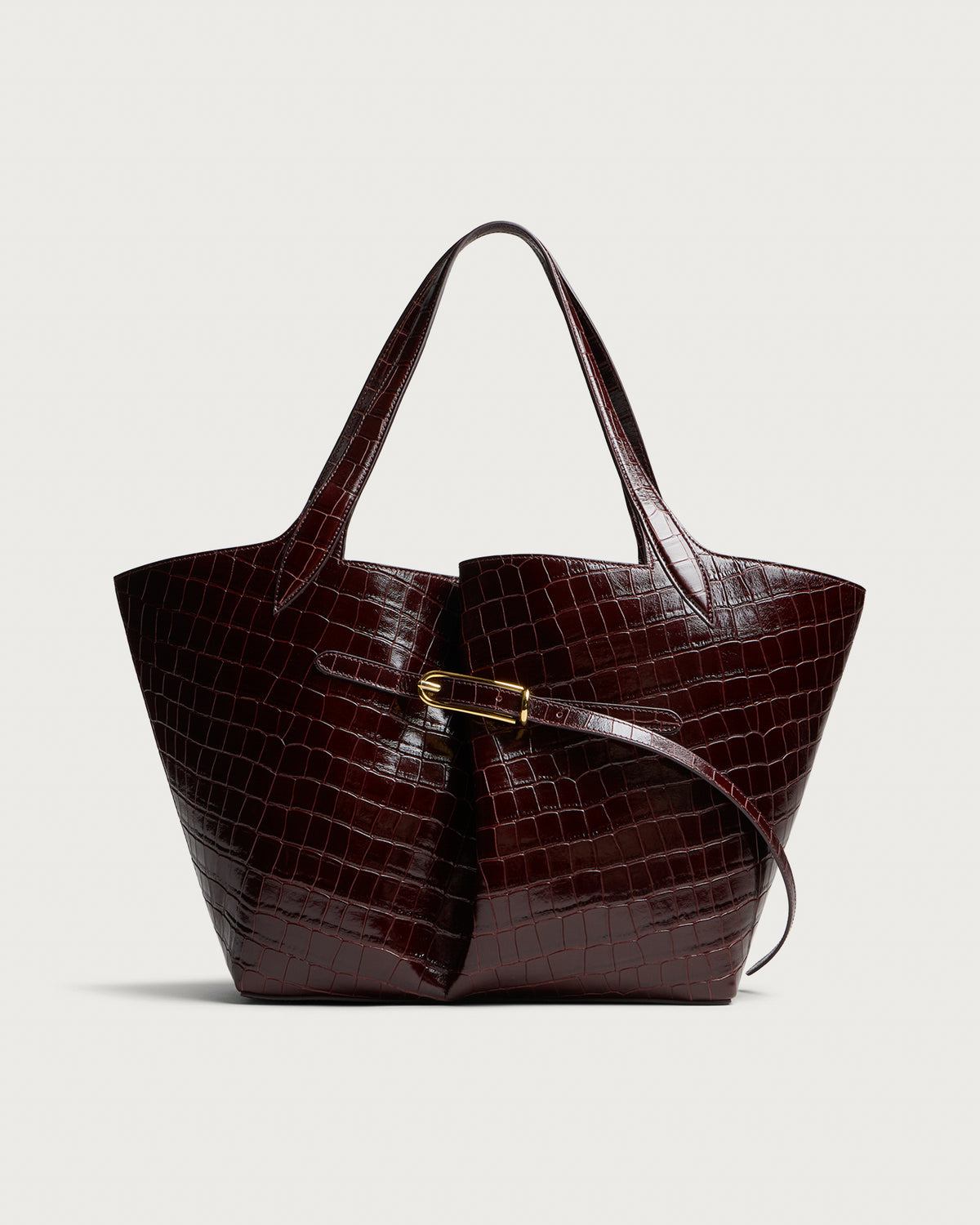Liffner Belted Croc Embossed Tote Bag