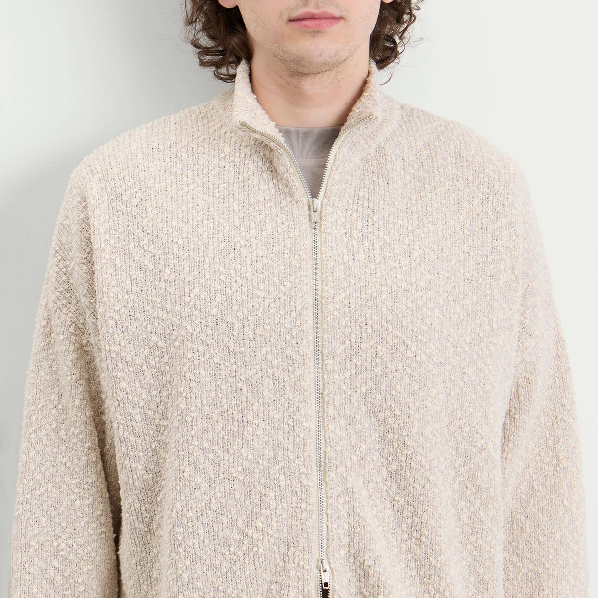 PICANTE Boucle Funnel Zip Through Knit