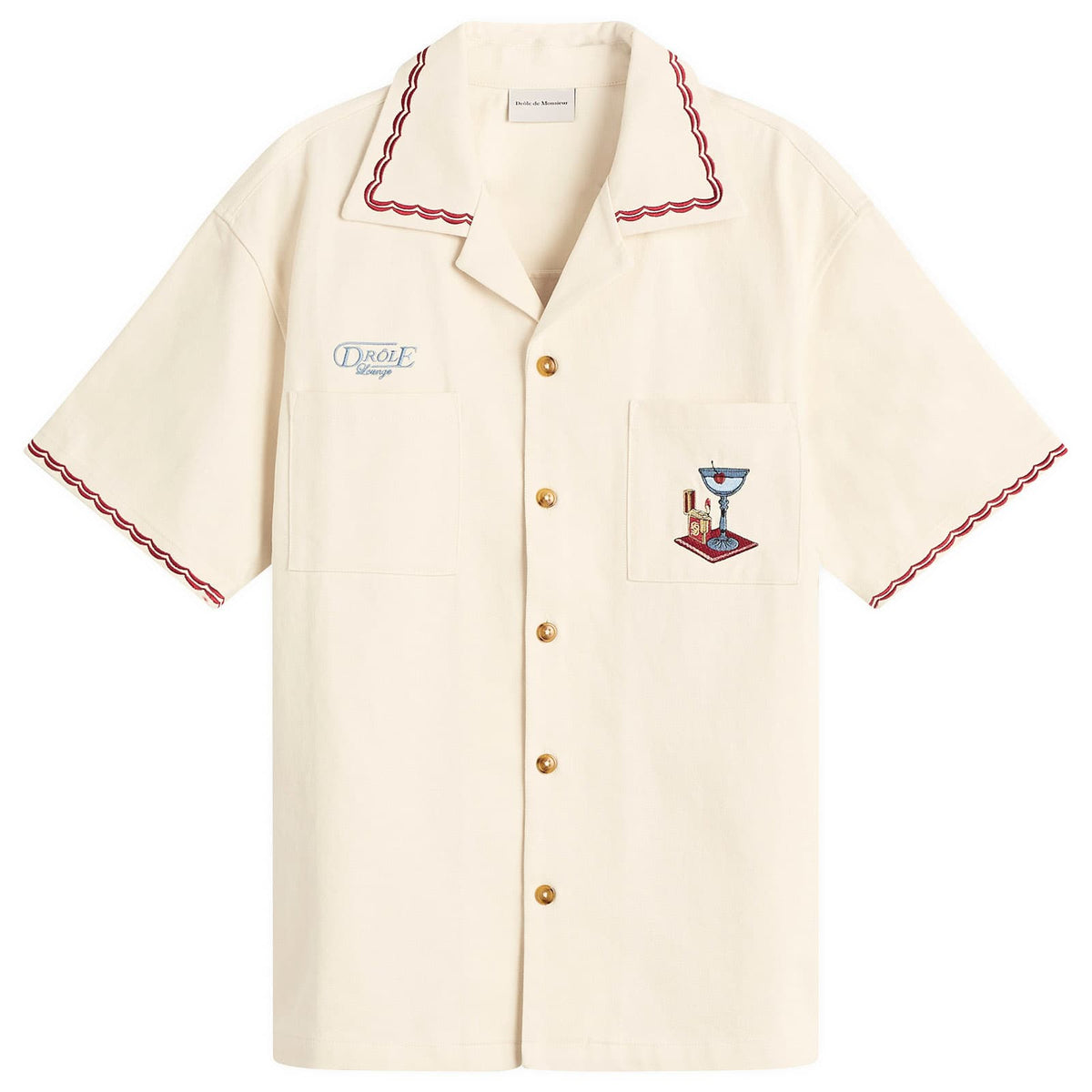 Drôle de Monsieur Cotton Cocktail Open Collar Shirt