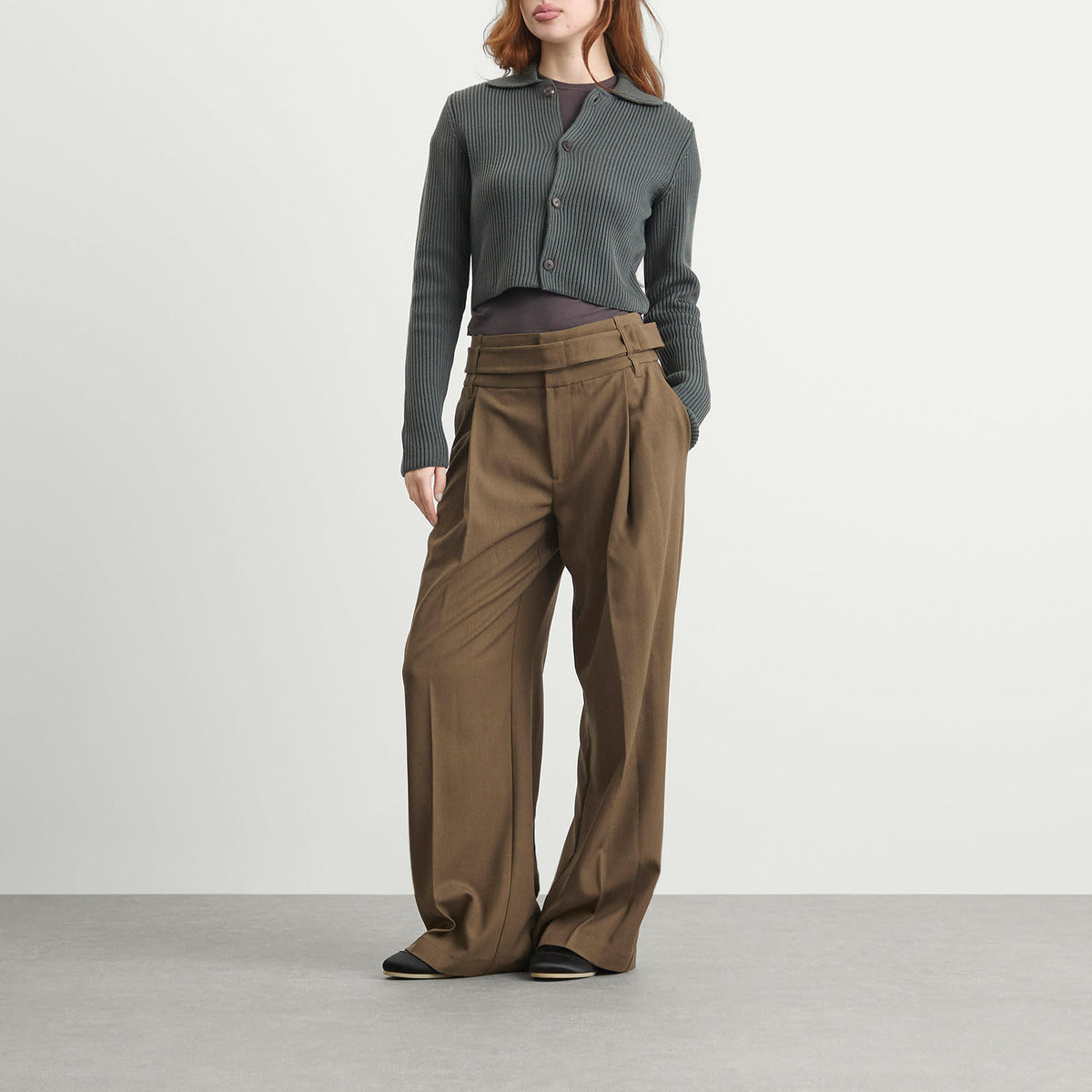 Auralee Crop Knit Shirt Cardigan