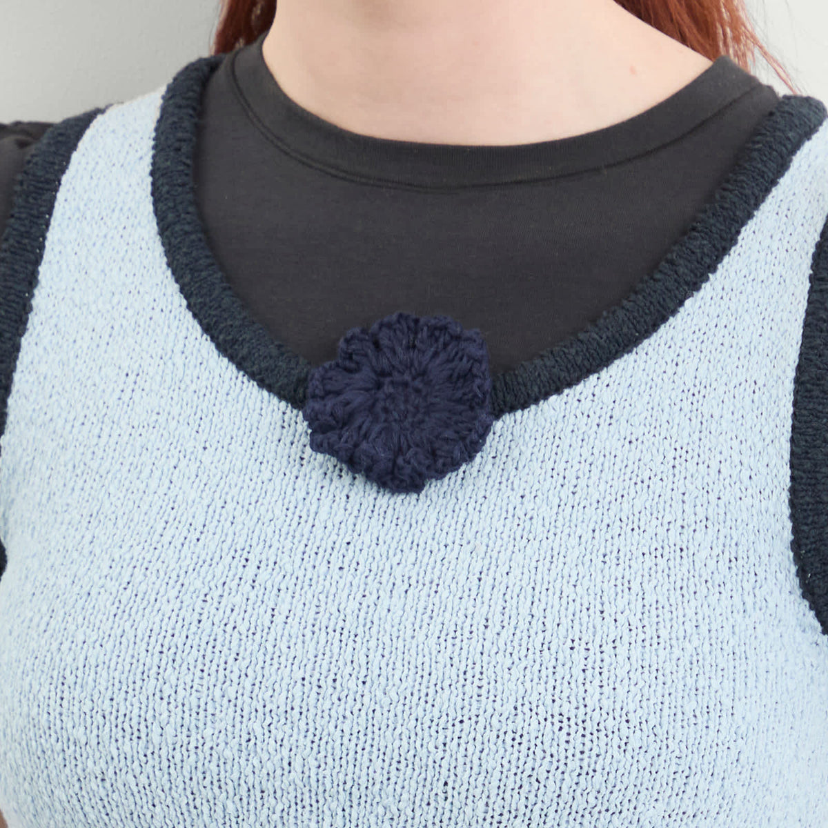 Kijun Corsage Ruffle Knit Vest