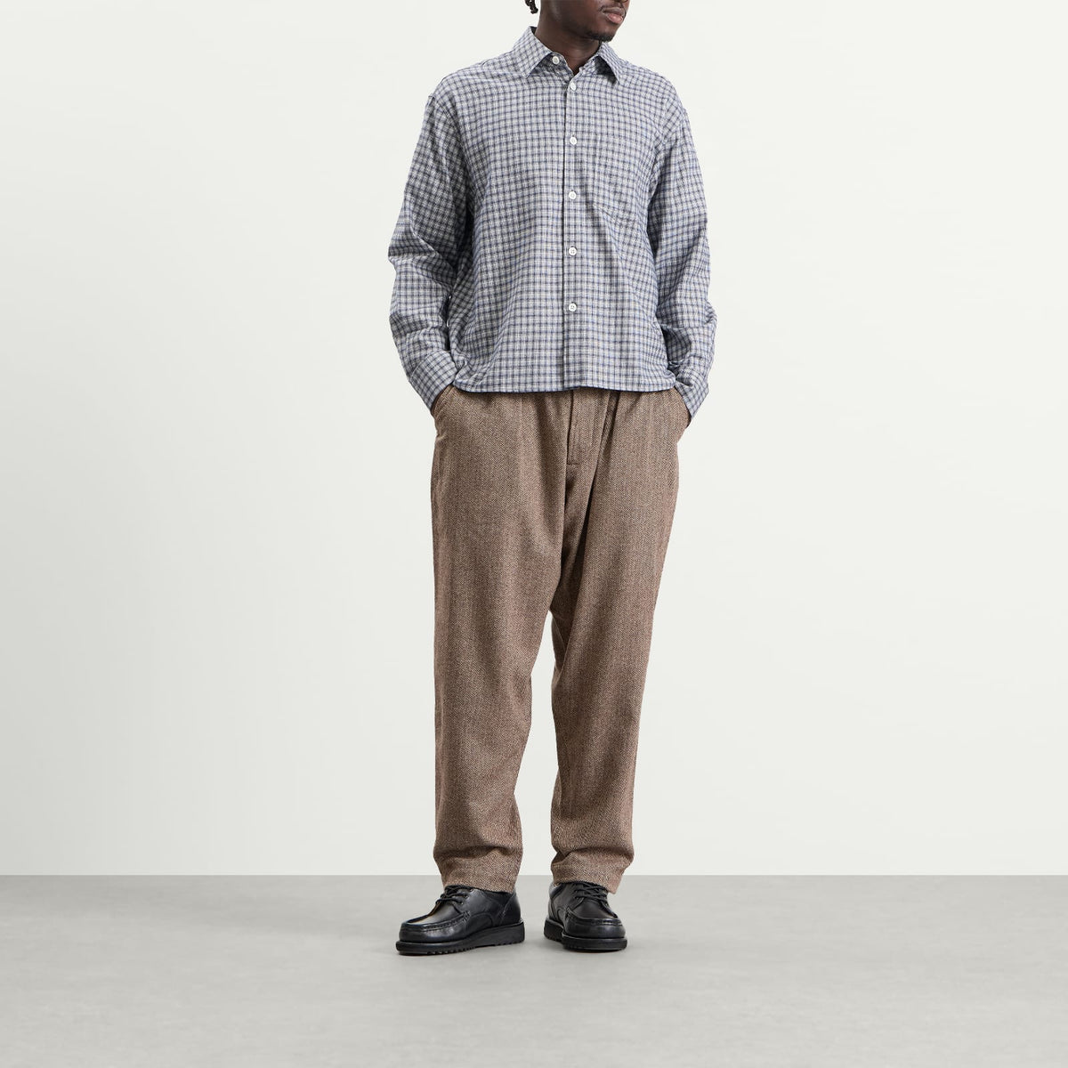 Universal Works Wool Herringbone Pleated Track Pant