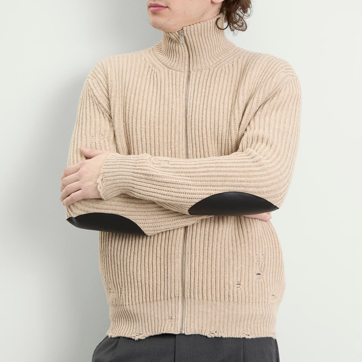MM6 Maison Margiela Distressed Rib Zip Through