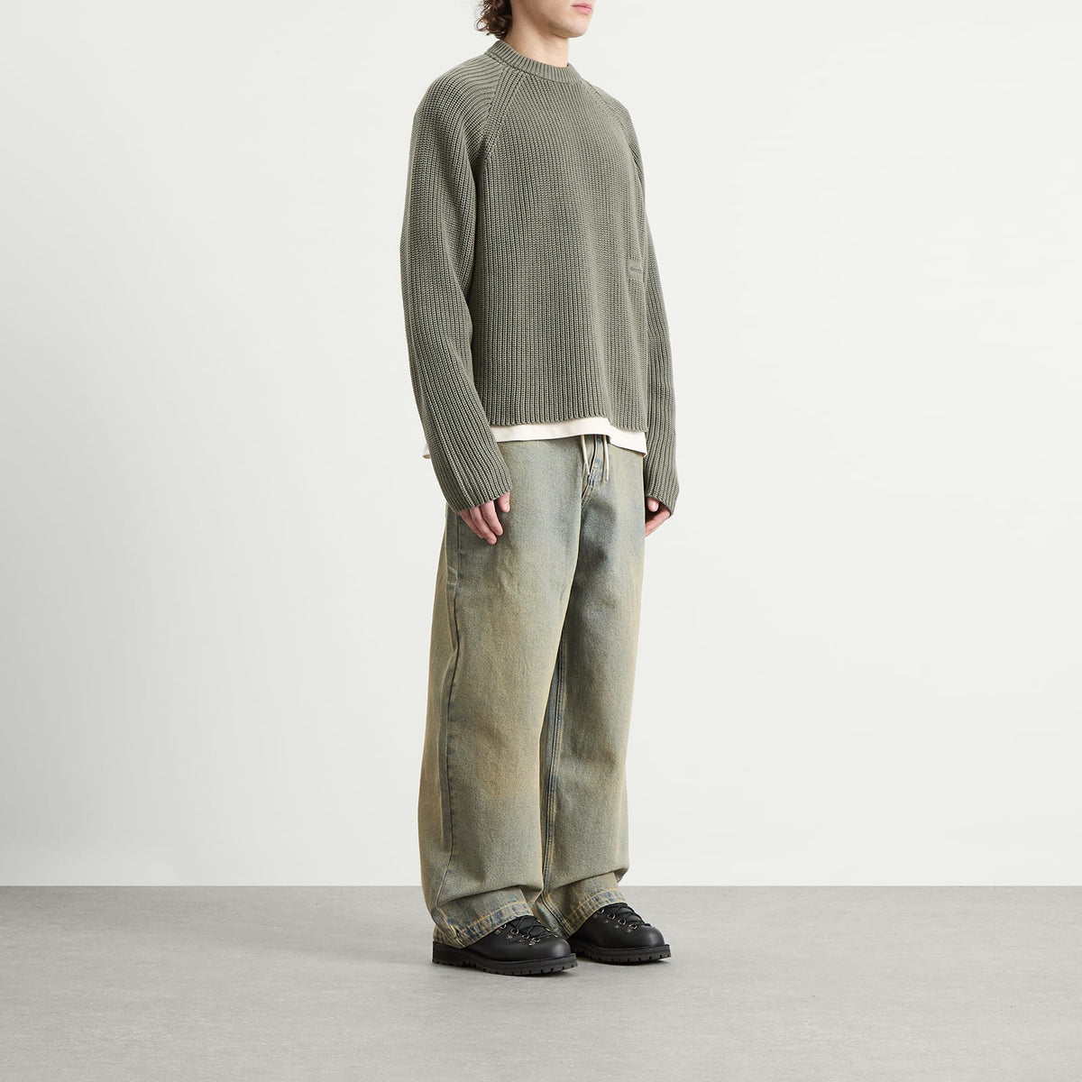 about:blank Rib Mock Neck Crew