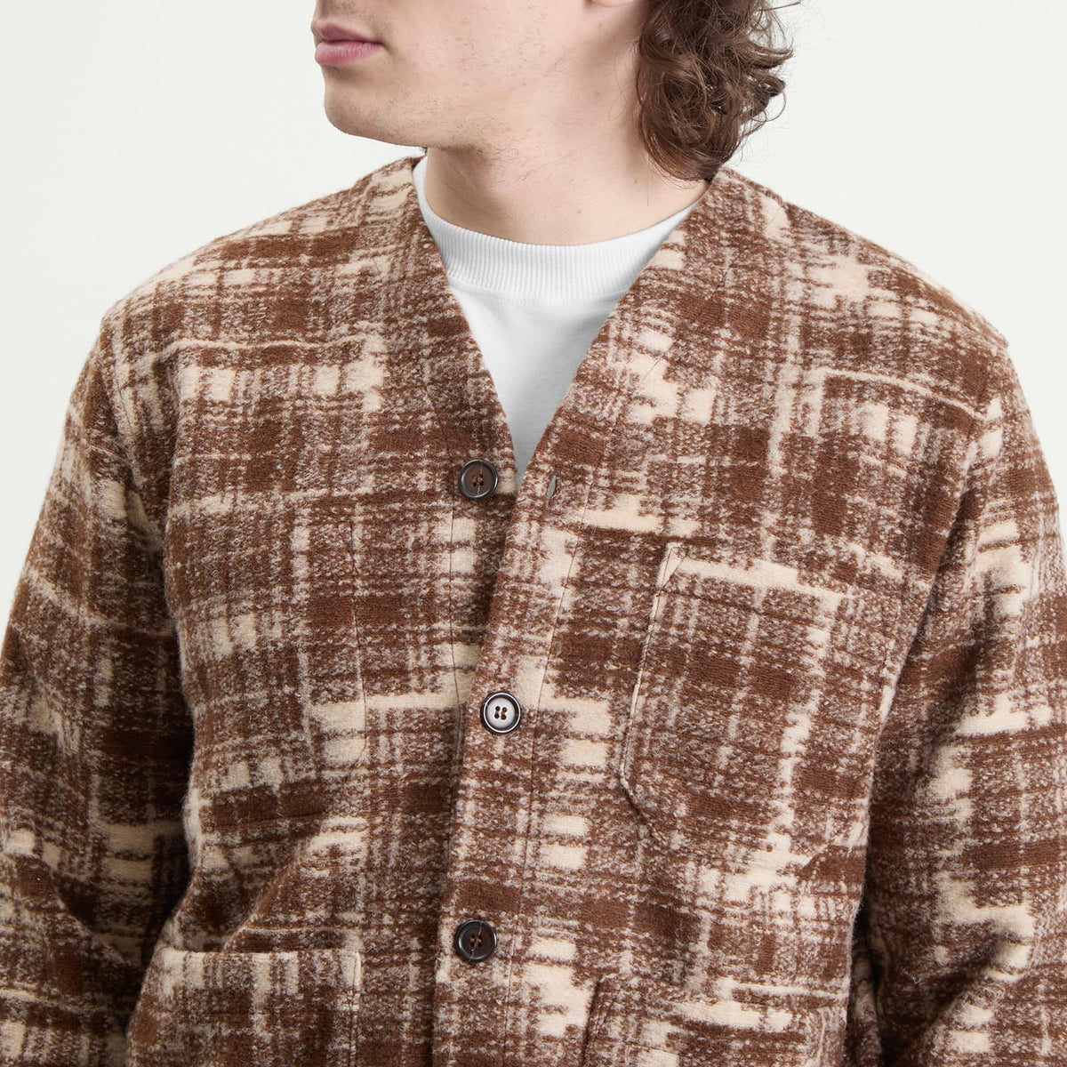 Universal Works Patch Check Fleece Cardigan