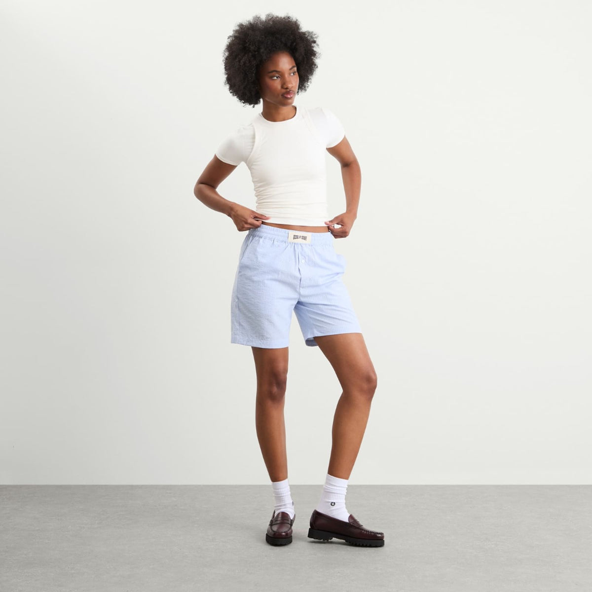 House of Sunny Seersucker Box Fit Shorts