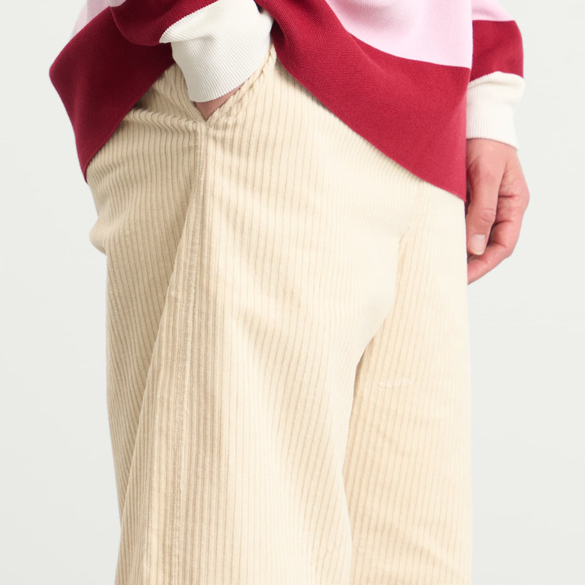 Late Checkout White Corduroy Work Trousers