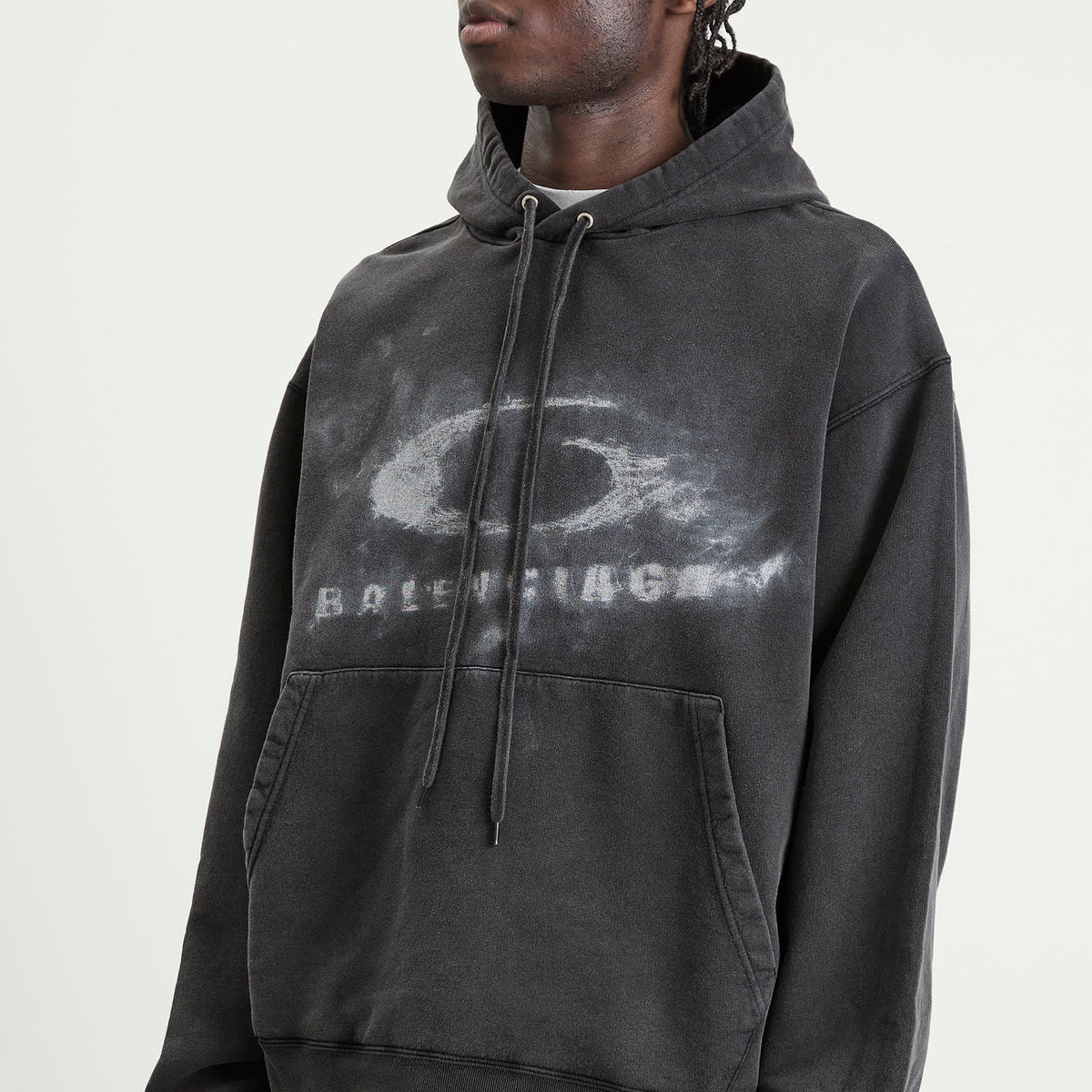 Balenciaga Washed Crayon Logo Oversized Hoodie