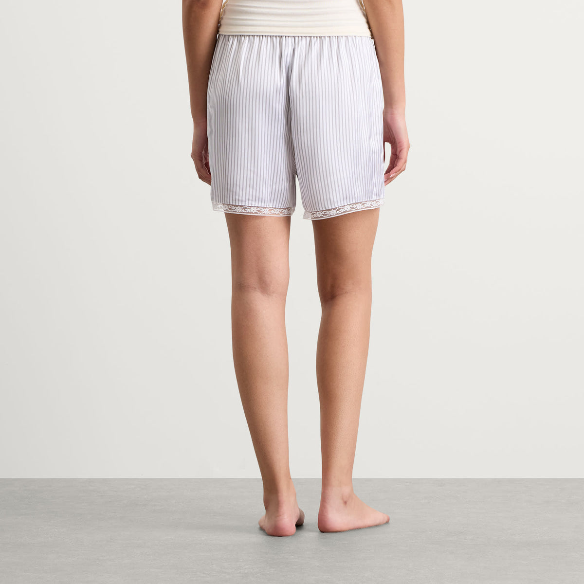 Skims Woven Shine Boxer With Lace